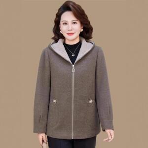 손오공 여성 봄가을 모직 코트 가을겨울 빅사이즈 후드