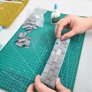 50pcs 1/25 1/16 스케일 벽돌 모델 미니어처 스톤 월 타일 Diy 디오라마 건축 자재 군사 장면 레이아웃