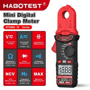 HABOTEST HT200D 디지털 클램프 멀티미터 True RMS NCV 카운트 AC 테스터 헤드 듀얼 컬러 백라이트
