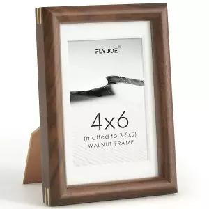 FLYJOE 4x6 사진 액자 원목 월넛 4x6인치 HD 유리