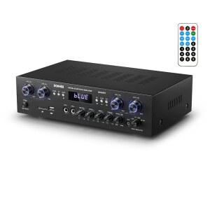 도너 블루투스 5 0 스테레오 오디오 수신기 USB SD FM 에코 2 마이크 RCA LED 스튜디오용 스피커 셀렉터 4채널 440W 파워 홈 시어터 MAMP5