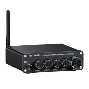 Fosi 오디오 BT30D Bluetooth 5 0 스테레오 수신기 2 1채널 미니 하이파이 클래스 D 통합 가정용 실외 스피커 /서브우퍼 전원 서브우퍼용 50와트 x 100와트