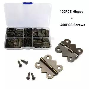 100PCS 미니 경첩 나사 M2x8 골동품 청동 빈티지 나무 보석 상자 나비 철 24x21