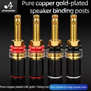 ATAUDIO 4 PCS HiFi 터미널 커넥터 순수 구리 금도금 바인딩 포스트 앰프 용 바나나 스피커 플러그 잭