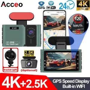 4K 블랙박스 WIFI GPS 차량용 비디오 레코더 전방 및 후방 2.5K 듀얼 렌즈 야간 투시 기능 실내 카메라