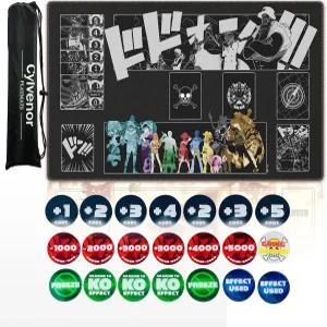 한 개 구매 시 Cylvenor TCG 플레이매트 - 24x14인치 구역 표시가 있는 고무 카드 게임 아크릴 카운터 20개