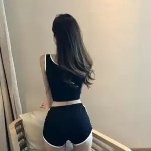 조깅 세트운동복 댄스 트레이닝 배색 크롭나시 핫팬츠 여름쫄티