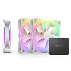NZXT F120 RGB 듀오 트리플 팩 - 120mm RGB 팬 허브 3개 - 화이트