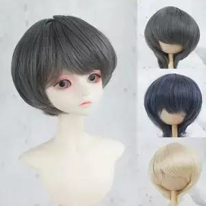 고온 섬유 짧은 머리 BJD 인형 가발 파마 및 곱슬 DIY 헤어 스타일 액세서리 원피스 장난감 1/3