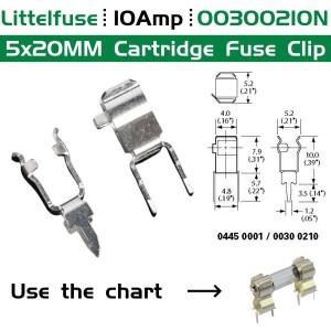 100PCS Littelfuse 5x20 퓨즈 클립 홀더 00300210N 10A PCB 장착 인라인 튜브