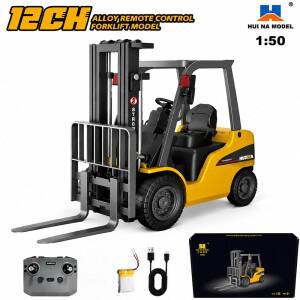 새로운 HUINA 9925 1/50 미니 합금 RC 포크리프트 12채널 RTR 전동 원격 조종 트럭 모델 장난감 선물