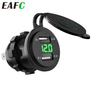 EAFC 듀얼 USB 충전기 소켓 방수 전원 오토바이 자동차 트럭 어댑터 2.1A 퓨즈 12-24V