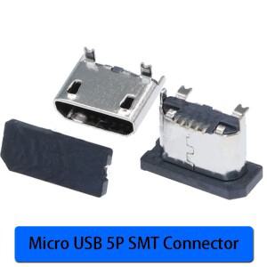 MICRO USB 5P 수직 패치 핀 180 도 암 소켓 SMT 아미로 충전 테일 플러그 플랫 마우스 컬링 에지 인터페이