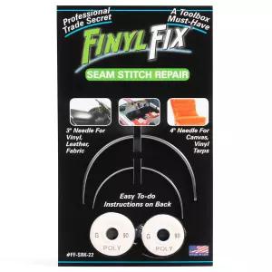 Finyl Fix 솔기 스티치 수리 키트 비닐 가죽 원단 복원 블랙 화이트 실 포함