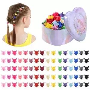 80pcs 무작위 컬러 나비 미니 헤어 클립 클로 그립 바레트 클램프 헤어핀 스타일링 액세서리