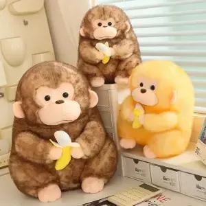 도매 23/30cm 사랑스러운 요정 황금 원숭이 인형 귀여운 바나나를 든 생일 선물용 부드러운 동물 베개