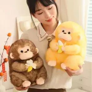 23/30/40CM 사랑스러운 요정 황금 원숭이 플러시 장난감 Kawaii 바나나 인형을 들고 생일 선물을위한