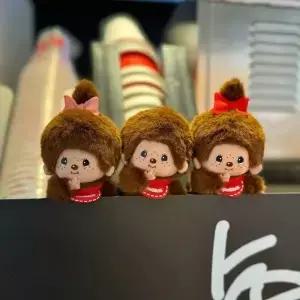 새로운 몬치치 미니 플러시 키체인 귀여운 원숭이 인형 펜던트 커플 스타일 부드러운 장난감 가방 장식품