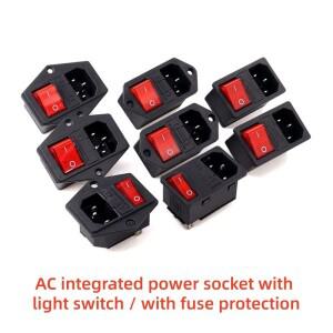 컴퓨터 마운트 콘센트 2 3핀 IEC320 C14 전원 소켓 LED 250V 로커 스위치 황동 10A 퓨즈 인렛 플러그 커넥