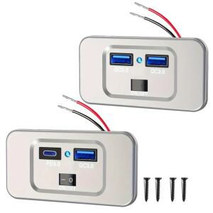 듀얼 USB 충전기 콘센트 패널 벽 마운트 전원 어댑터 QC3.0 PD 자동차  소켓 12/24V 트럭 캠핑카 캐러밴