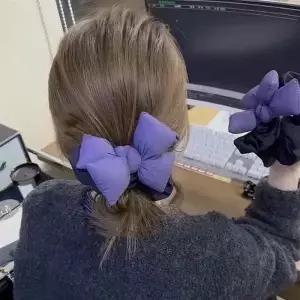 3D 보라색 활 헤어 로프 달콤한 큰 Bowknot Hairbands 탄성 고무 밴드 프랑스어 머리 장식 패션 액세서리