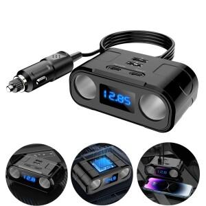 60W PD 고속 충전 QC3.0 시거잭 어댑터 12V/24V 3구 분배기 콘센트 8.5A 4개 USB 포트 차량용