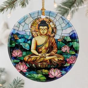 부처 명상 장식품 크리스마스 트리 장식 및 완벽한 휴일 나마스테 요가 마음챙김 수행자를 위한 선물