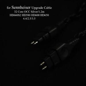 32 코어 실버 도금 OCC Sennheiser HiFi 헤드폰 와이어 HD660S2 / HD580 HD600 4.4mm 밸런스드 업그레이드