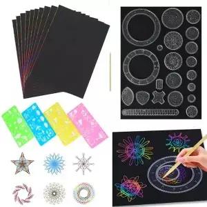 클래식 기어 Spirograph 잉 세트 적 그림 스텐실 눈금자 스크래치 무지개 종이 크리 에이 티브 교육 선물
