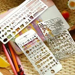1pcs 다기능 스텐실 손 눈금자 금속 계정 그리기 템플릿 스테인레스 스틸 DIY