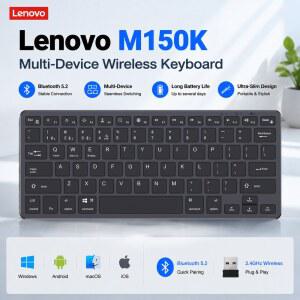 레노버 M150K 슬림 듀얼 모드 키보드 블루투스 2.4G 무선 휴대용 윈도우 맥OS OS 안드로이드 태블릿 및 노트북용 단축키 키보드
