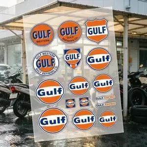 오토바이 스티커는 반사성이 있고 내구성이 뛰어나며 쉽게 벗겨지며 G-Gulf O-Oil은 매우 장식적입니다.