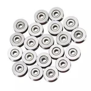 Fdit 20개입 V623ZZ V 홈형 볼 베어링 3x12x4mm 탄소강 이중 차폐 레일 시스템 및 트랙 용도의 선형 운동