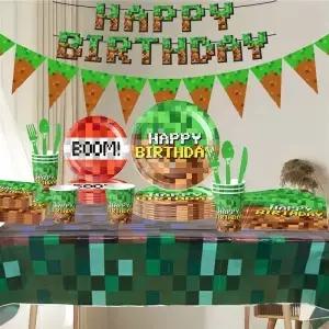 생일 파티 장식 소년 식기 종이 접시 컵 냅킨 식탁보 팔찌 깃발 선물 가방 용품
