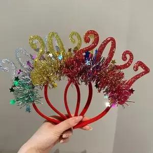 새로운 2027 신년 머리띠 크리스마스 새해 이브 파티 모자 인터넷 연예인 사진 소품 성인 헤드나드 HP01