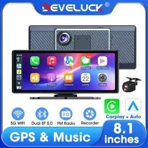 8.1인치 무선 카플레이 안드로이드 오토 2.5K 차량용 DVR 멀티미디어 5G WIFI 블랙박스 후방 카메라 GPS