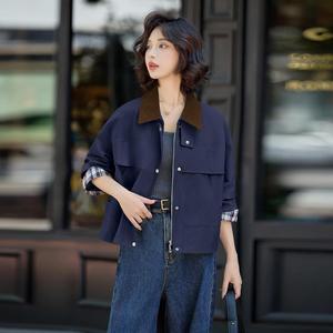 깜도리 여성 가을 체크 캐주얼 카고 코트