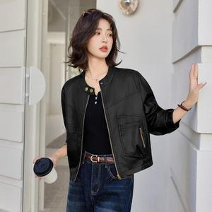 까불이점빵 여성 가죽 코트 가을 슬림핏 캐주얼 라이더 재킷 상의