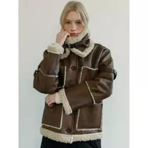 MOIFAIRE BELTED POCKET MUSTANG JACKET / BROWN 2376047