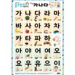 사운드 학습벽보 룰루랄라 가나다 520mmx765mm 포스터 인테리어 어린이 한자 소리나는 교구