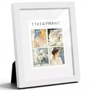 Picrit 114 인치 화이트 목제 사진 프레임 화이트 매트 8x10 인치 사진 용 폭