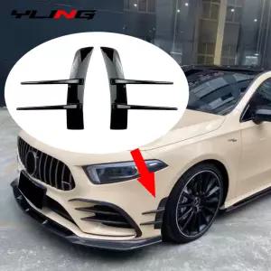 벤츠 A 클래스 A180 A200 A220 용 2Pcs 앞 범퍼 립 에어 벤트 트림 스포일러 카나드 스플리터 자동차 액세