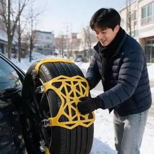 [제이큐]스노우체인 우레탄 벨트형 겨울 눈길 빙판길 미끄럼방지 타이어 용