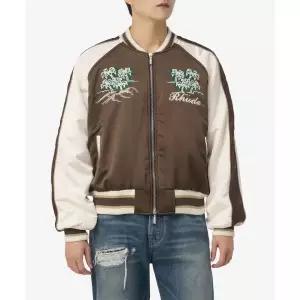 RHUDE 크레페 사틴 수베니어 재킷 - 브라운:크림 / RHPF23JA021536761676 2377510