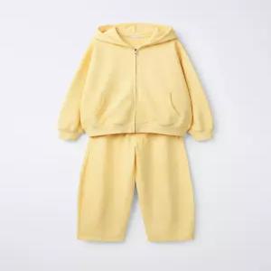 국내배송 ZARA 자라 가먼트 다잉 스웨트셔츠 및 벌룬 팬츠 세트 라이트 옐로우 3443703306 2214283