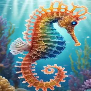 TUTUMAY21 다이아몬드 페인팅 키트 해양 생물 5D 아트 DIY 다채로운 해마 풀 드릴 보석 가정용 벽 장식