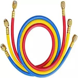Beduan AC 충전 호스 1/4 SAE 플레어 나사형 HVAC 에어컨 냉매 36 R12 R22 R502용 3개입