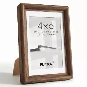 FLYJOE 4x6 사진 액자 월넛 원목 유리 수제 액자