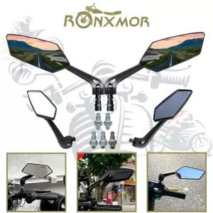 RONXMOR 범용 오토바이 미러 8mm 10mm 스쿠터 레트로 백미러 8mm 10mm 2 개