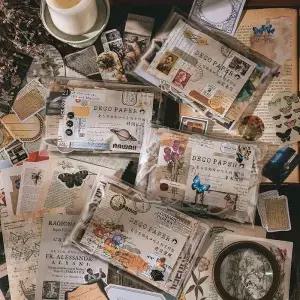 200개 빈티지 스크랩북 스티커 DIY 다이어리 콜라주 공예 노트북 사진 앨범 장식